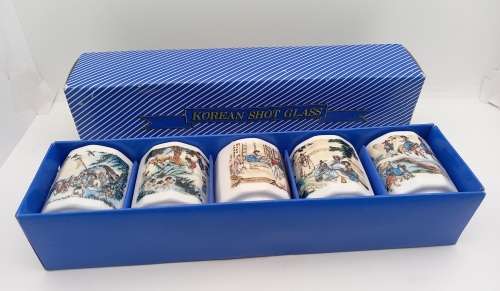 5 Korean Shot Glasses In Box 50X42mm