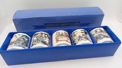 5 Korean Shot Glasses In Box 50X42mm