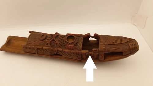 Oriental Wood Hand carved Ship 275x60mm (chipped)