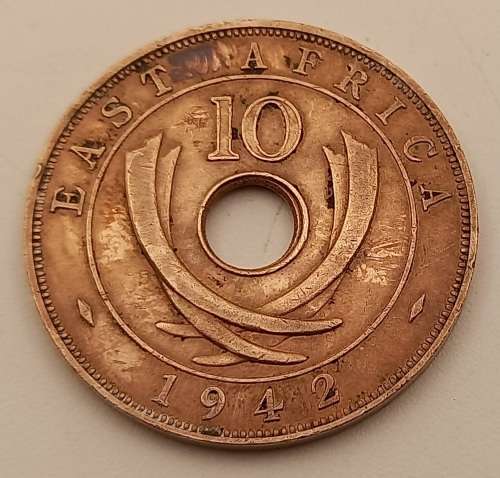 1942 East Africa 10 Cents - George VI- Circulated