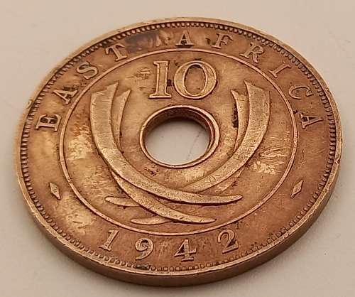 1942 East Africa 10 Cents - George VI- Circulated