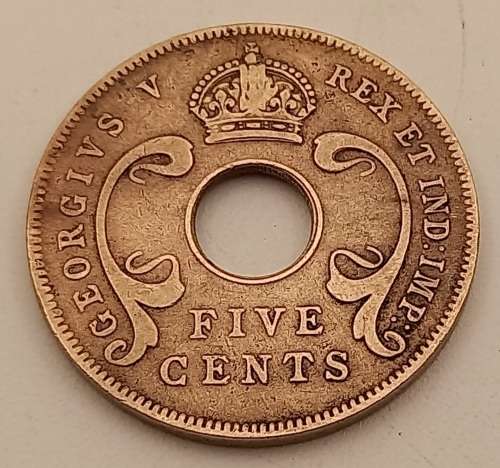 1925   East Africa 5 Cents - George V- Circulated