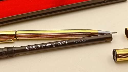 Goldtone Hauco Pen and Pencil Gift set Made in Germany in Case -Unused ink ok