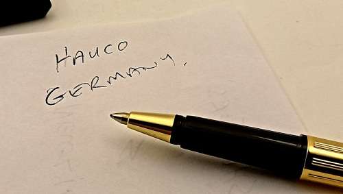 Goldtone Hauco Pen and Pencil Gift set Made in Germany in Case -Unused ink ok