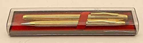 Goldtone Hauco Pen and Pencil Gift set Made in Germany in Case -Unused ink ok