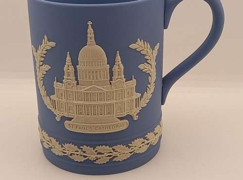 Vintage Blue `Wedgwood` Jasperware Jug (St Pauls Cathedral) Christmas 1972