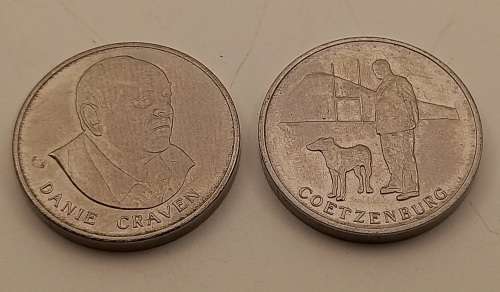 2 Vintage Danie Craven Tokens - IRB and Coertzenburg -Rugby Tokens