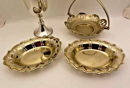 4 Vintage EPNS silver plated Items - 3 Trays and Goblet with the Star of David Engraved