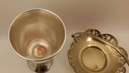 4 Vintage EPNS silver plated Items - 3 Trays and Goblet with the Star of David Engraved