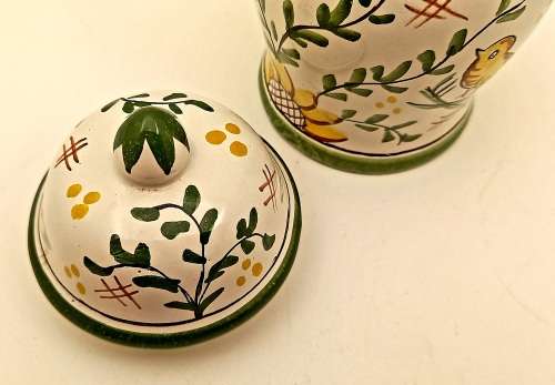 Vintage J.C Constancia Hand Painted Ginger Jar with Lid Made in Portugal 130x70mm