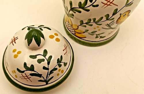 Vintage J.C Constancia Hand Painted Ginger Jar with Lid Made in Portugal 130x70mm