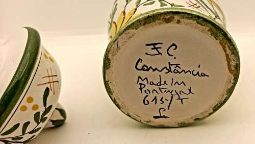 Vintage J.C Constancia Hand Painted Ginger Jar with Lid Made in Portugal 130x70mm
