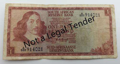 1973 1 Rand -English - Afrikaans - T.W. De jongh