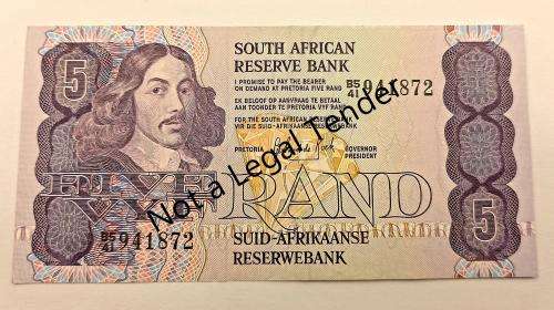 1984 -5 Rand  Uncirculated-Signature de Kock