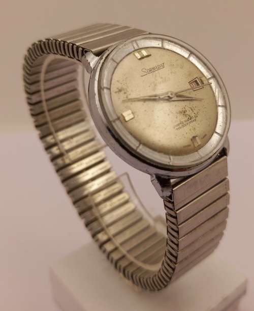 Vintage SORNADAT Swiss made Mens Mechanical watch 21 Jewels- Unbreakable Main Spring -Runs then stop