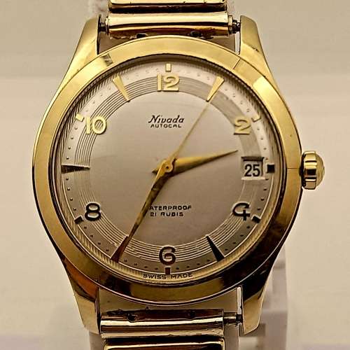 Vintage Nivada Autocal Incabloc Automatic 21 Rubis -Working with Rolled Gold strap