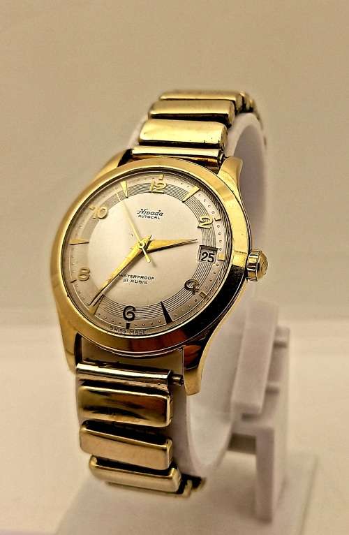 Vintage Nivada Autocal Incabloc Automatic 21 Rubis -Working with Rolled Gold strap