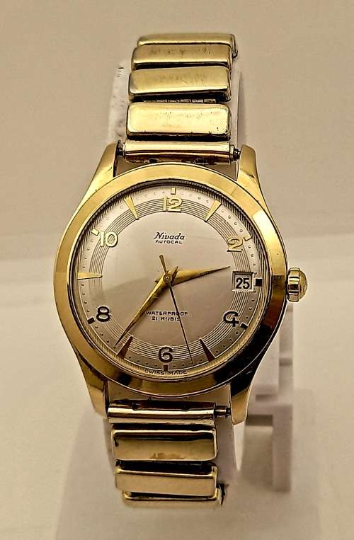 Vintage Nivada Autocal Incabloc Automatic 21 Rubis -Working with Rolled Gold strap