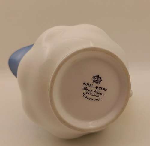 Royal Albert Rainbow Blue Creamer (Very Tiny nick on rim see photos )