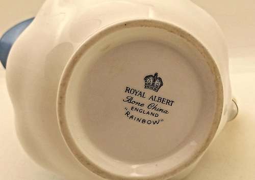 Royal Albert Rainbow Blue Creamer (Very Tiny nick on rim see photos )