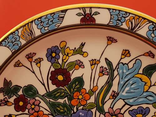 Vintage Elafos Keramik Wall Plate Wall Plate 24kt Gold trim- hand made in Greece- 252mm