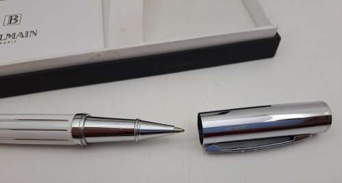 Original Balmain Ball point Pen in Case -Paris- Branded -Liberty - Compare size with parker in Photo