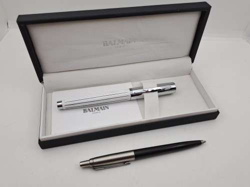 Original Balmain Ball point Pen in Case -Paris- Branded -Liberty - Compare size with parker in Photo