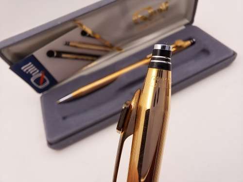 1/20 14ct Gold filled Quil Pen&Pencil set U.S.A- in Original Case - Lifetime Guarantee-Branded