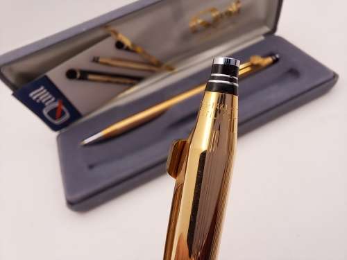 1/20 14ct Gold filled Quil Pen&Pencil set U.S.A- in Original Case - Lifetime Guarantee-Branded