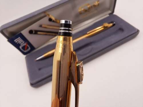 1/20 14ct Gold filled Quil Pen&Pencil set U.S.A- in Original Case - Lifetime Guarantee-Branded