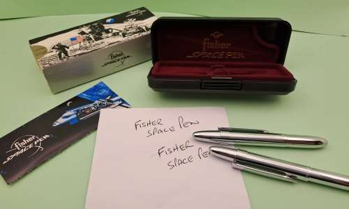 2 1960's original Fisher Astronaut Space Pens used by NASA-writes at every angle even upside down
