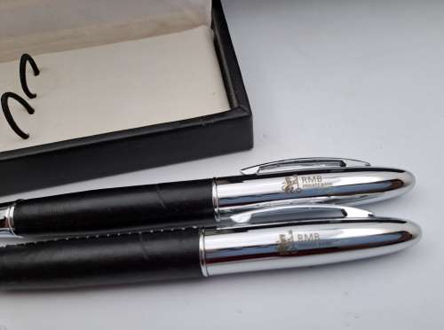 Original Balmain roller Ball and Ballpoint Pen in Case -Paris- Branded -RMB  Bank - Paris