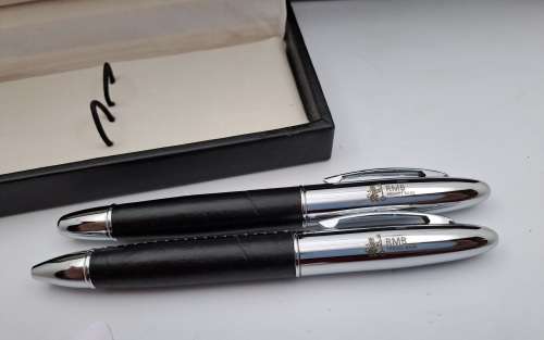 Original Balmain roller Ball and Ballpoint Pen in Case -Paris- Branded -RMB  Bank - Paris