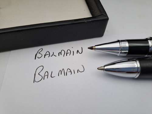 Original Balmain roller Ball and Ballpoint Pen in Case -Paris- Branded -RMB  Bank - Paris
