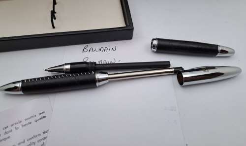 Original Balmain roller Ball and Ballpoint Pen in Case -Paris- Branded -RMB  Bank - Paris