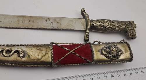Antique Greek dagger, commemorating the Greek War of Independence, March 17, 1821 with sheath