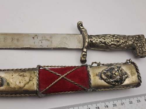 Antique Greek dagger, commemorating the Greek War of Independence, March 17, 1821 with sheath