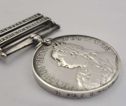 Rare BOER WAR QUEEN'S SOUTH AFRICA MEDAL Defence of Kimberley and OVS -TOWN GUARD PTE C.O Halverson