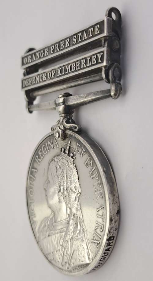 Rare BOER WAR QUEEN'S SOUTH AFRICA MEDAL Defence of Kimberley and OVS -TOWN GUARD PTE C.O Halverson