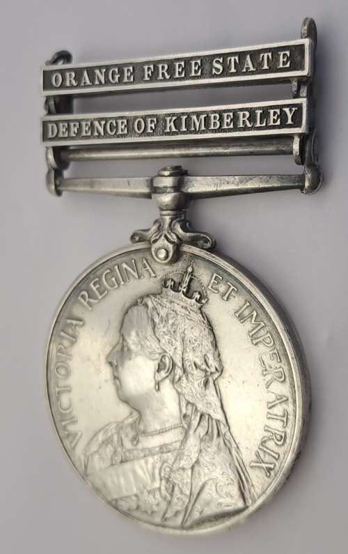 Rare BOER WAR QUEEN'S SOUTH AFRICA MEDAL Defence of Kimberley and OVS -TOWN GUARD PTE C.O Halverson