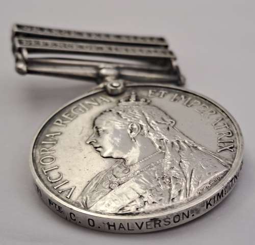 Rare BOER WAR QUEEN'S SOUTH AFRICA MEDAL Defence of Kimberley and OVS -TOWN GUARD PTE C.O Halverson