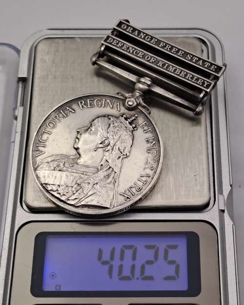 Rare BOER WAR QUEEN'S SOUTH AFRICA MEDAL Defence of Kimberley and OVS -TOWN GUARD PTE C.O Halverson