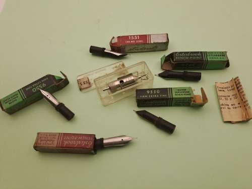 6 Vintage Easterbrook Fountain Pen Nips made in the USA (also pencil head?)
