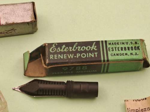 6 Vintage Easterbrook Fountain Pen Nips made in the USA (also pencil head?)