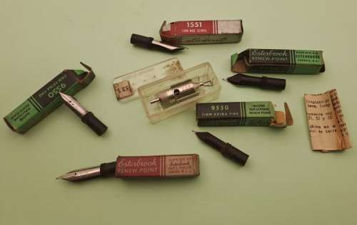 6 Vintage Easterbrook Fountain Pen Nips made in the USA (also pencil head?)