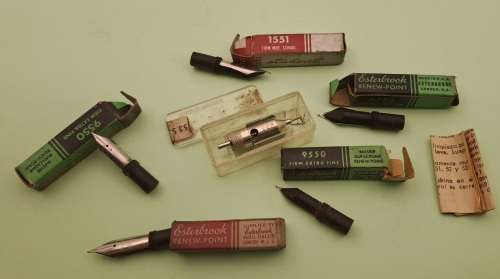 6 Vintage Easterbrook Fountain Pen Nips made in the USA (also pencil head?)