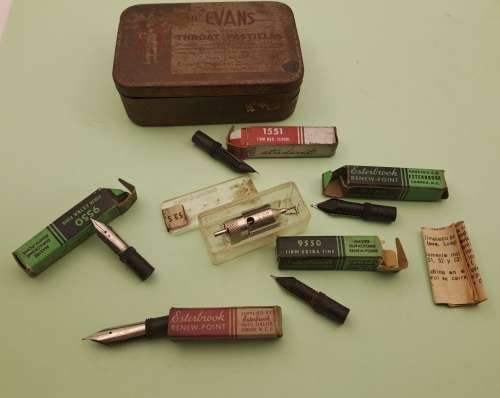 6 Vintage Easterbrook Fountain Pen Nips made in the USA (also pencil head?)