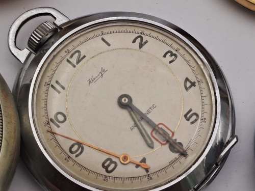 6 x Antique /Vintage Pocket (Not working) watches for repairs or spares -inc. 2 Waltham,Kienzle,Cyma