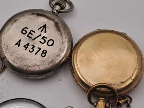 6 x Antique /Vintage Pocket (Not working) watches for repairs or spares -inc. 2 Waltham,Kienzle,Cyma