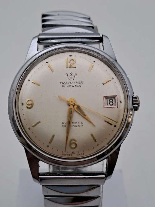 Collectable Vintage TRADITION Swiss Mens Automatic Calender watch (WORKING) 21 Jewels